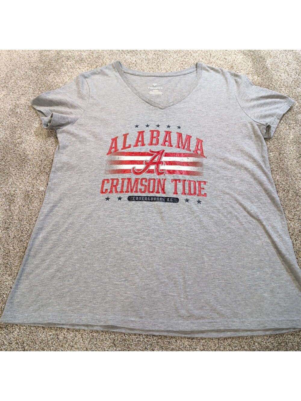Alabama Crimson Tide V-Neck T-Shirt Gray Size Large